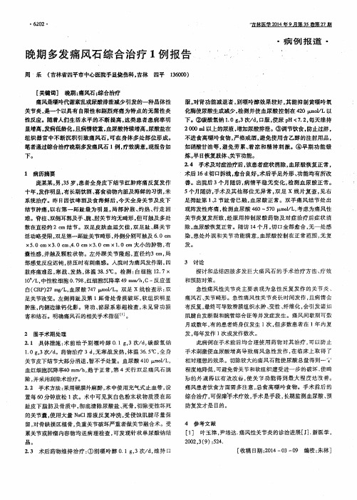 晚期多发痛风石综合治疗1例报告
