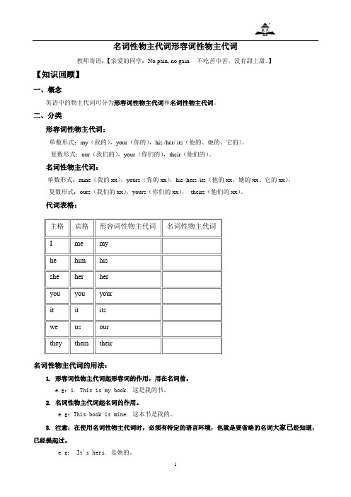 形容词性、名词性物主代词
