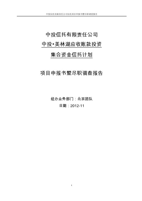 美林湖应收账款投资集合资金信托计划项目申报书暨尽职调查报告.