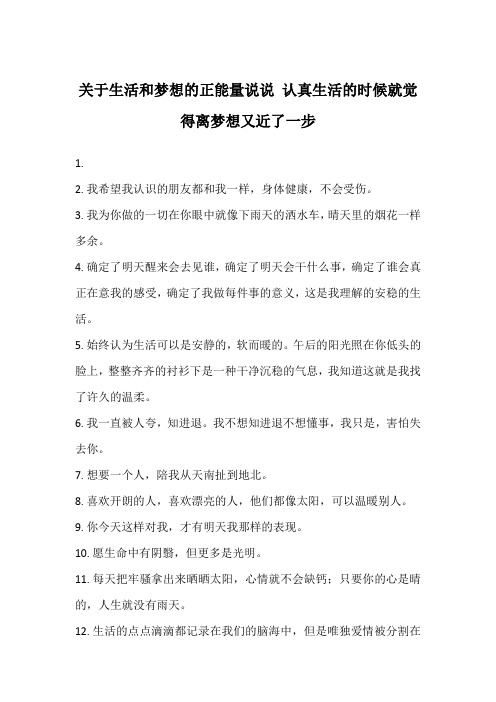 关于生活和梦想的正能量说说 认真生活的时候就觉得离梦想又近了一步