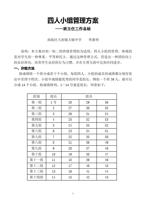 四人小组管理方案