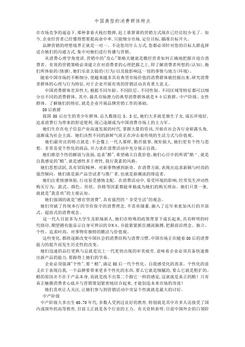中国典型的消费群体特点
