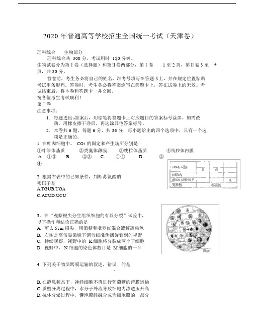 天津高考理综试题试题及答案.doc