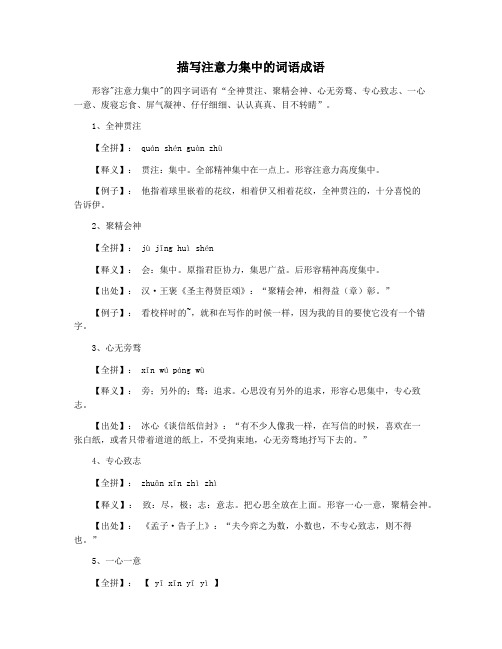 描写注意力集中的词语成语