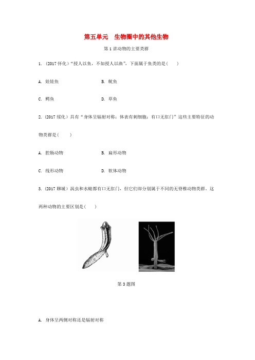 中考生物面对面第五单元生物圈中的其他生物第1讲动物的主要类群复习训练