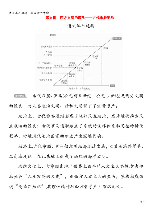 2020版高考历史二轮复习专题培优教程知识篇第三部分第9讲西方文明的源头——古代希腊罗马练习