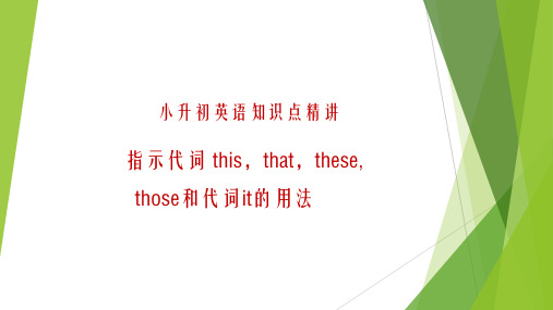 人教版苏教版通用-小升初英语知识点- 代词this,that,these,those和代词it的用法