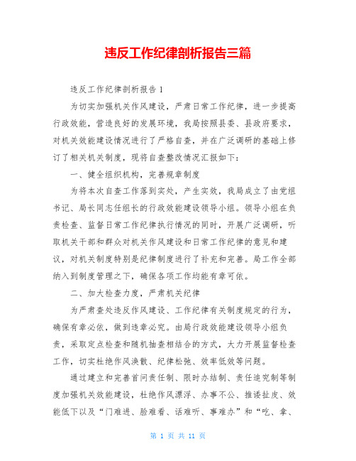 违反工作纪律剖析报告三篇