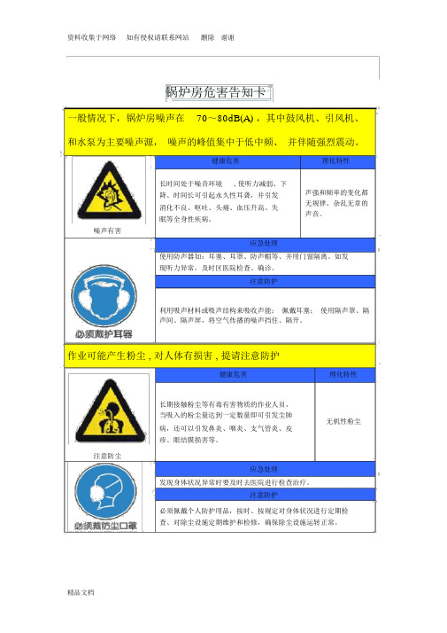 锅炉房危害告知卡