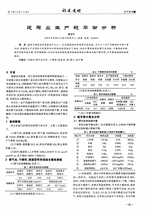 建陶业生产硫平衡分析