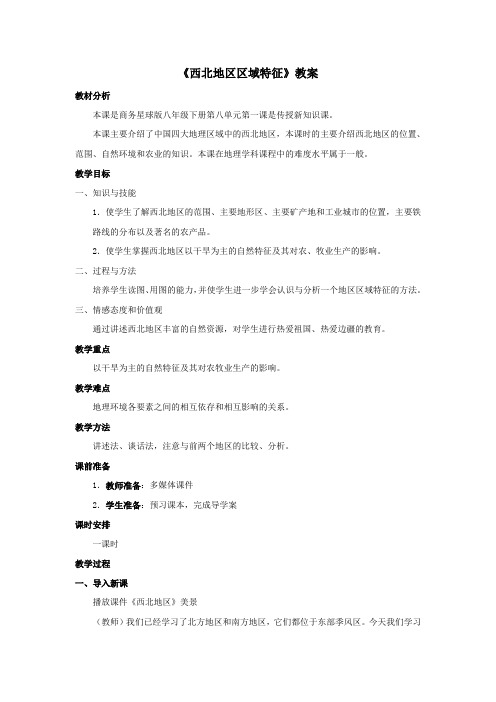 地理商务星球版新版八年级下 《西北地区区域特征》教案2