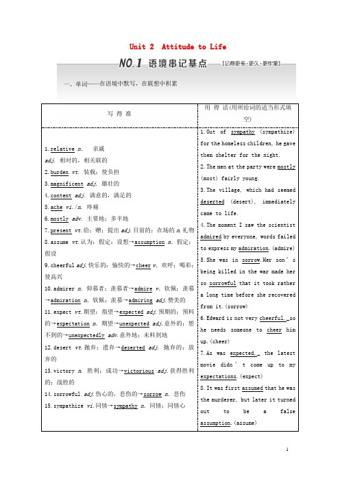 2020版高考英语一轮复习Unit2AttitudetoLife教案(含解析)重庆大学版必修3