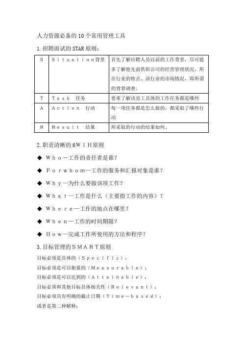 人力资源必备的10个常用管理工具