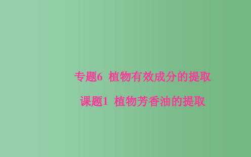 高中生物专题6植物有效成分的提取课题1植物芳香油的提任件新人教版选修