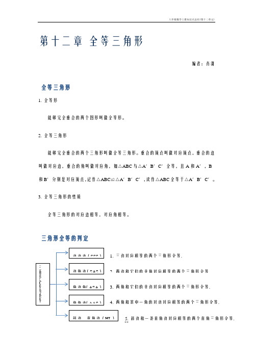 八年级数学上册知识点总结(第十二单元)