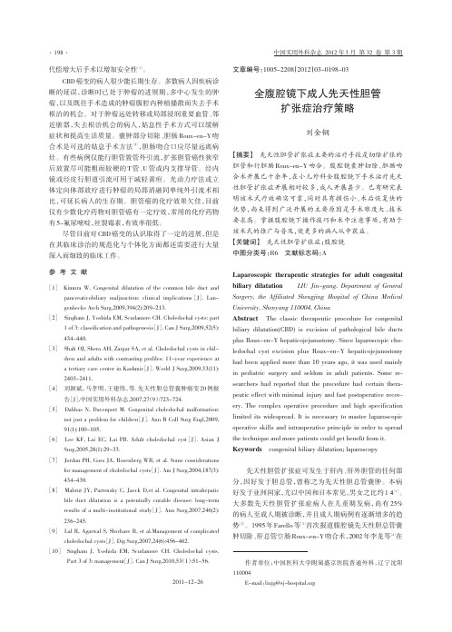 全腹腔镜下成人先天性胆管扩张症治疗策略