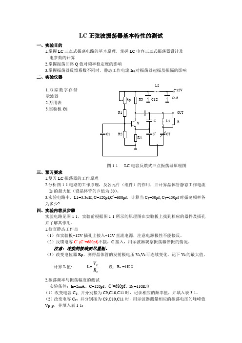 LC正弦波振荡器基本特性的测试
