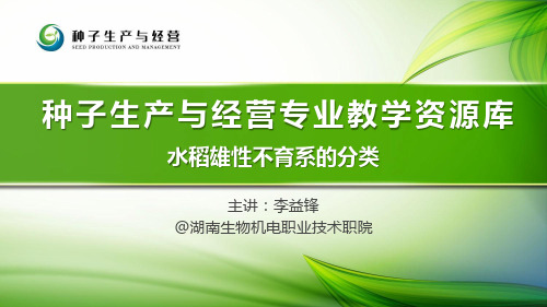 水稻雄性不育系的分类