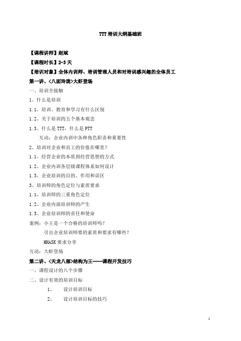 TTT内训师培训大纲(基础班)