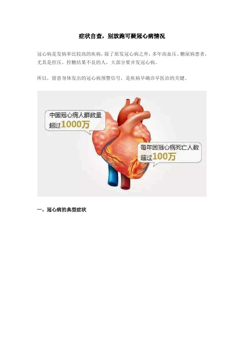 症状自查,别放跑可疑冠心病情况