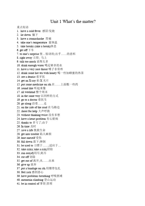 八下英语Unit1-Unit10 短语、句型汇总