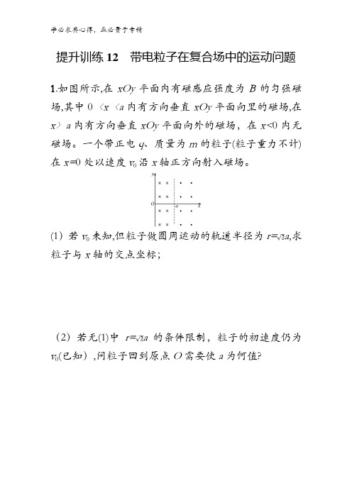 2018年高考物理二轮复习12带电粒子在复合场中的运动问题含答案