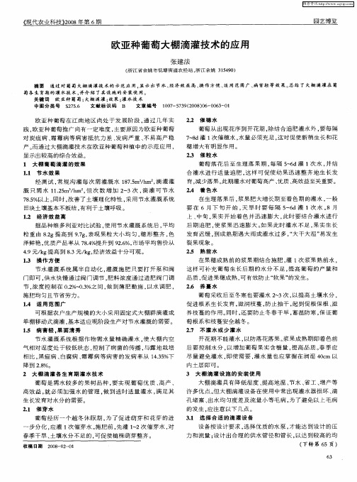 欧亚种葡萄大棚滴灌技术的应用