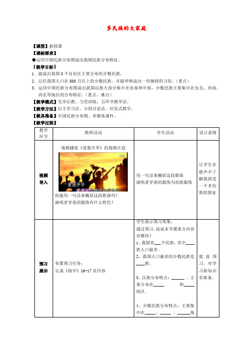 商务星球版 八年级地理上册 《第一章 中国的疆域与人口 第三节  多民族的大家庭》 精品教案6