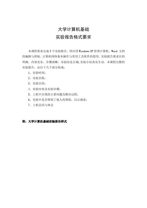 2011-2012-1大学计算机基础实验报告样式(新)