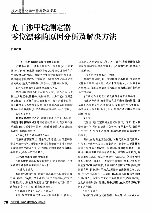 光干涉甲烷测定器零位漂移的原因分析及解决方法