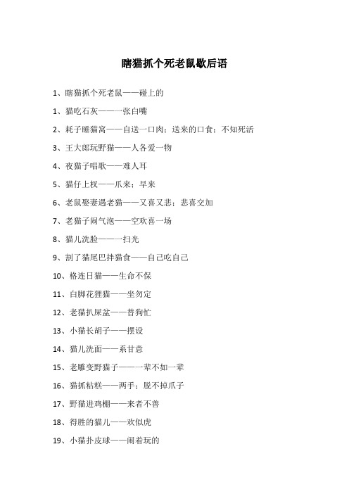 瞎猫抓个死老鼠歇后语
