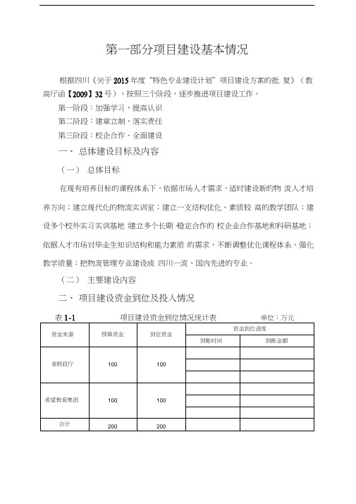 物流管理特色专业建设绩效总结汇编