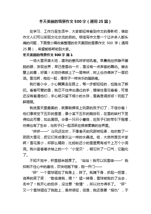 冬天美丽的雪景作文500字（通用25篇）