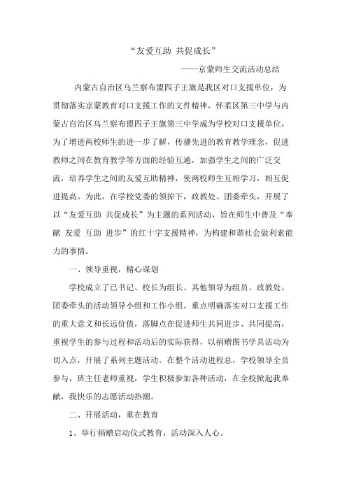 友爱互助 共促成长(活动总结)