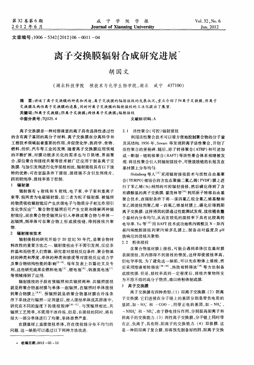 离子交换膜辐射合成研究进展