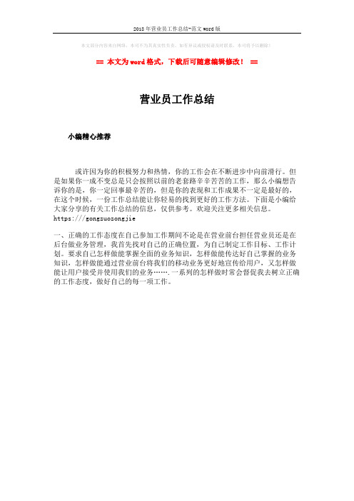 2018年营业员工作总结-范文word版 (1页)