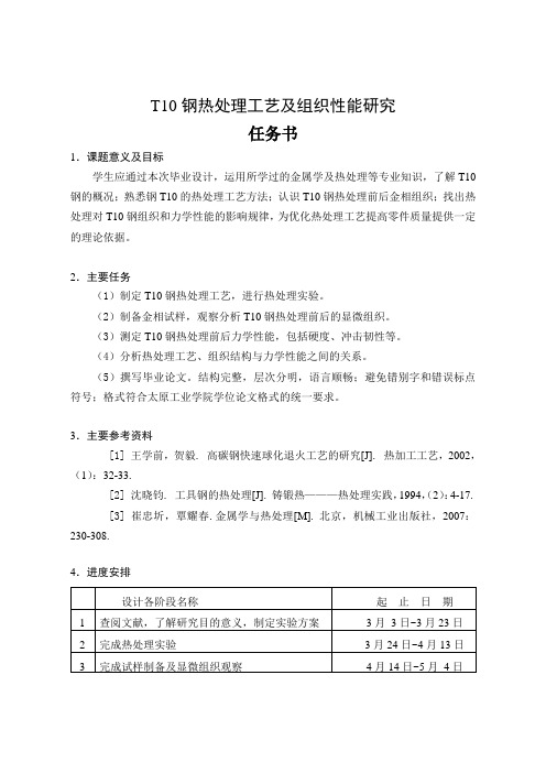 T10钢热处理工艺及组织性能研究