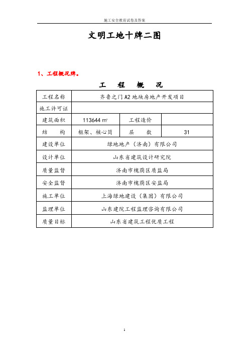 施工现场“十牌二图”