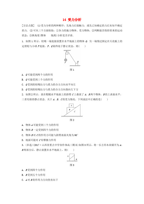 (全国通用)2019版高考物理一轮复习 第二章 相互作用 微专题14 受力分析备考精炼