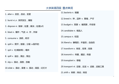 大学英语四级cet-4 重点单词 500个