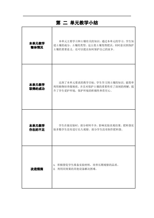 苏教版三年级科学上册第四单元教学小结