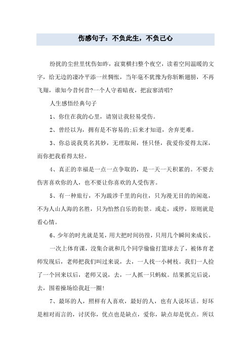 伤感句子：不负此生,不负己心