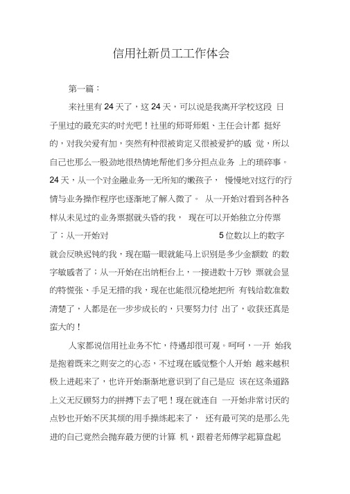 信用社新员工工作体会