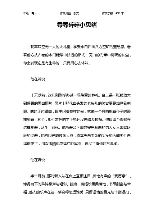 零零碎碎小思绪作文【高中高一500字】
