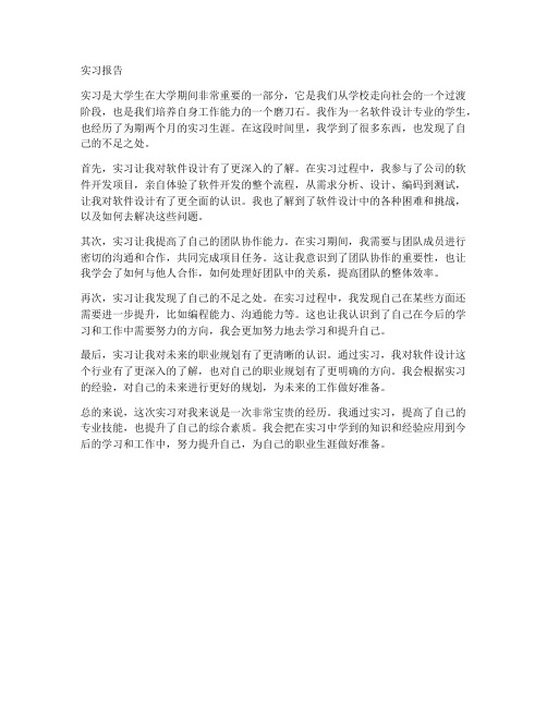 软件设计师实习报告