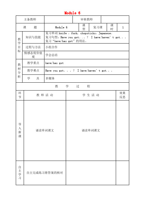 六年级英语上册Module6教学案外研版(三起)(最新整理)