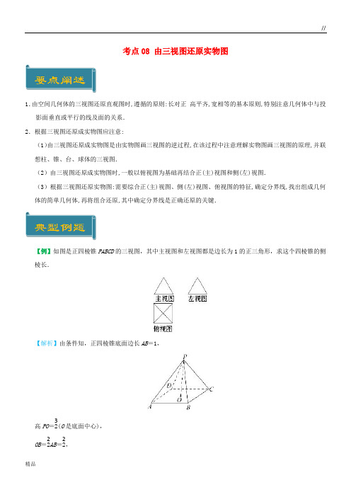2020高中数学 考点08 由三视图还原实物图庖丁解题 新人教A版必修2
