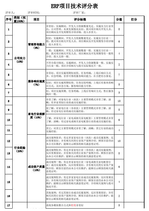 ERP评分表