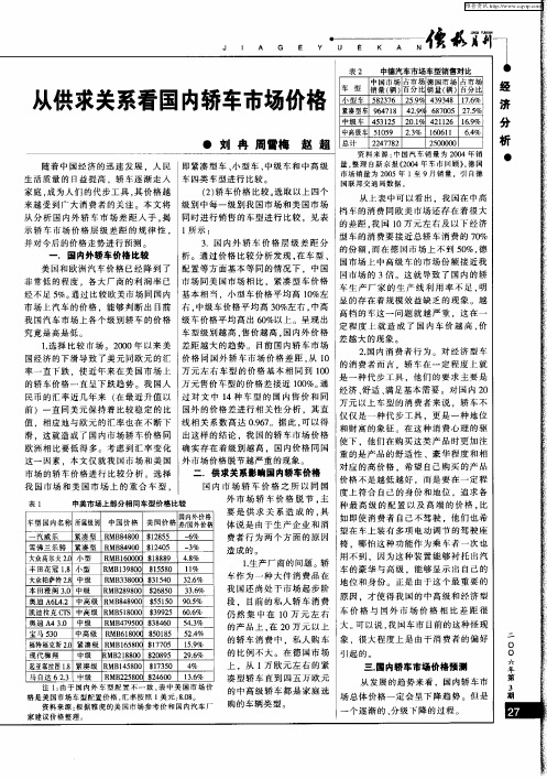 从供求关系看国内轿车市场价格