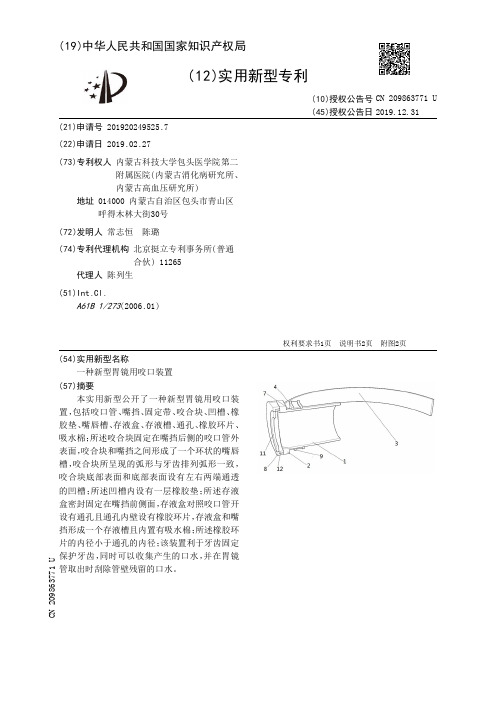 【CN209863771U】一种新型胃镜用咬口装置【专利】